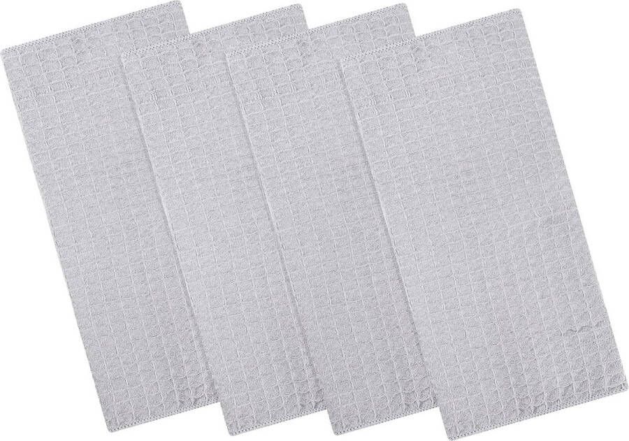 Origineel Theedoeken set van 4 microvezeldoeken super absorberende theedoeken zachte theedoeken poetsdoeken keukenhanddoeken 40 x 70 cm grijs