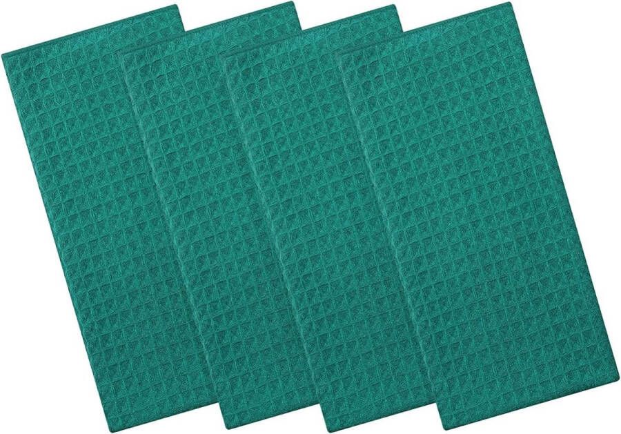 Origineel Theedoeken set van 4 microvezeldoeken super absorberende theedoeken zachte theedoeken poetsdoeken keukenhanddoeken 40 x 70 cm groen