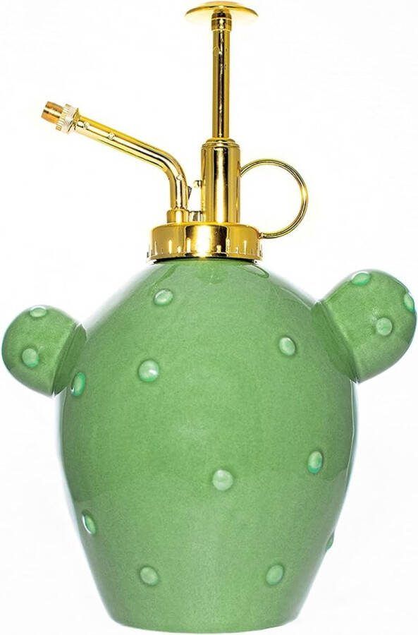 Originele bewateringsspuit. Keramische plantenspuit met 500 ml. keramische plantenspuit met plastic sproeikop. Afmetingen: 20 cm x 13 5 cm. (Cactus groen)
