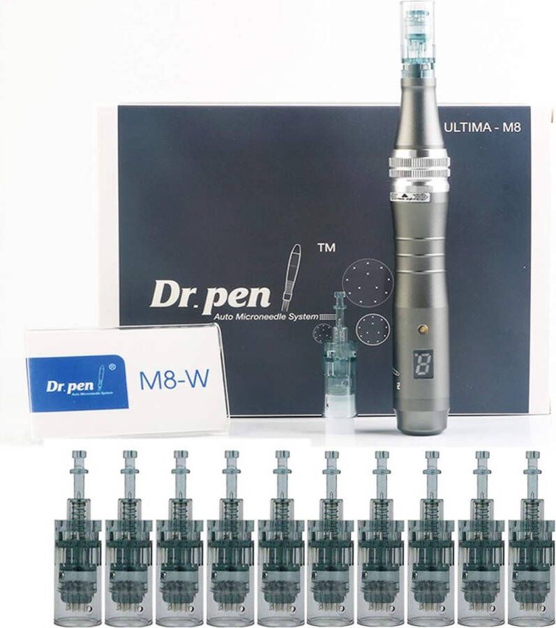 Merkloos Sans marque ORIGINELE DR. PEN M8 ULTIMA Draadloze Dermapen Microneedling Inclusief 12 GRATIS cartridges & Femmezz gezichtsstomer + opbergetui