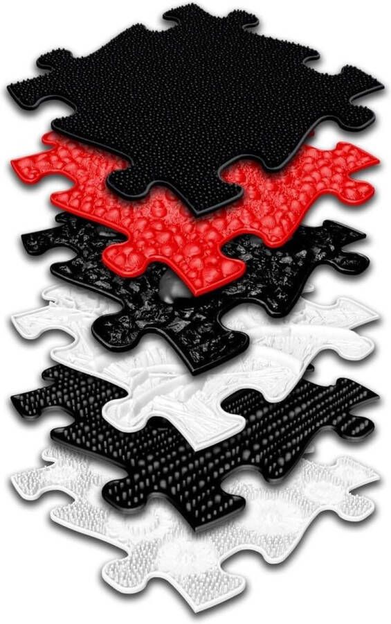 Orthopedische babymat Sensorimotorische puzzel speelmat voor kinderen en volwassenen Zwart wit 80x55cm