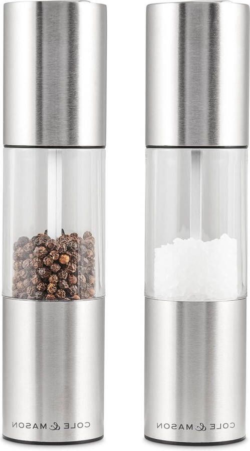 Oslo Zout Pepermolen Precision+ Roestvrij Staal Acryl Instelbare Maling 185mm Inclusief 2 x Molens Levenslange Garantie op Mechanisme