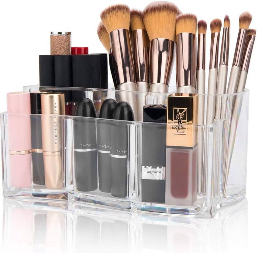 Osmetica-organizer make-up-opslag glashelder acryl cosmeticakwast opbergcontainer lippenstift make-upkwast opbergdoos juwelenkistje 6 vakken