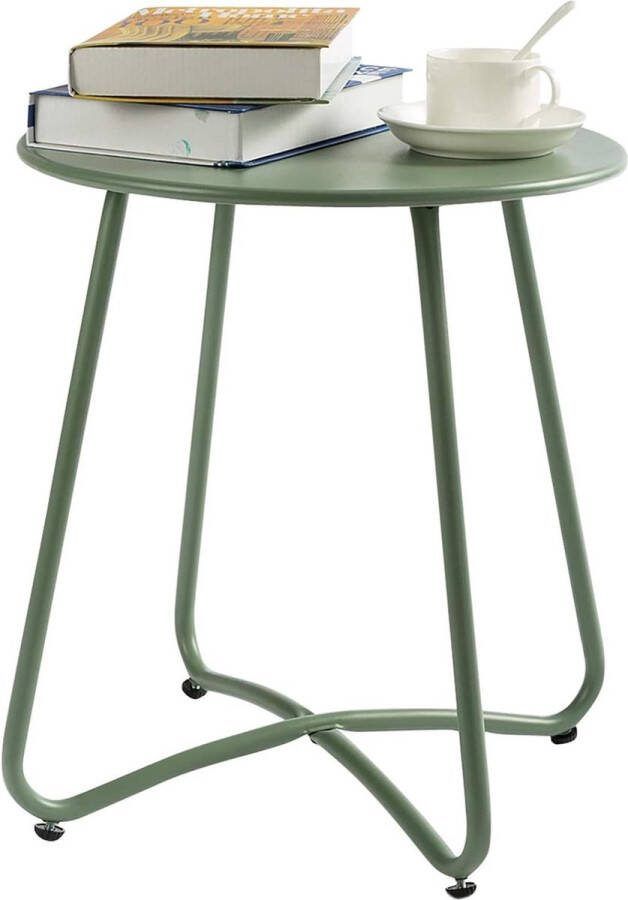 Outdoor bijzettafel ronde tuintafel kleine salontafel duurzame metalen tafel voor woonkamer tuin balkon terras groen