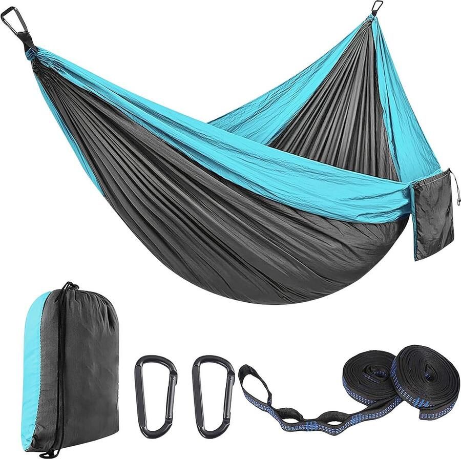 Outdoor hangmat campinghangmatten reishangmat 270 x 140 cm ultralichte draagbare hangmat met een capaciteit tot 300 kg 210T parachute nylon voor tuin (HBL2.7M)