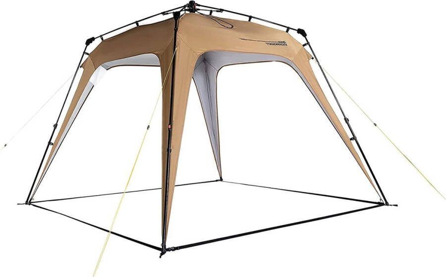 Outdoor paviljoen 205 x 250 cm waterdicht en uv-bescherming tuintent incl. 1 x zijpaneel tas en haringen robuuste camping en partytent pop-up tent in 2 minuten kameelbruin