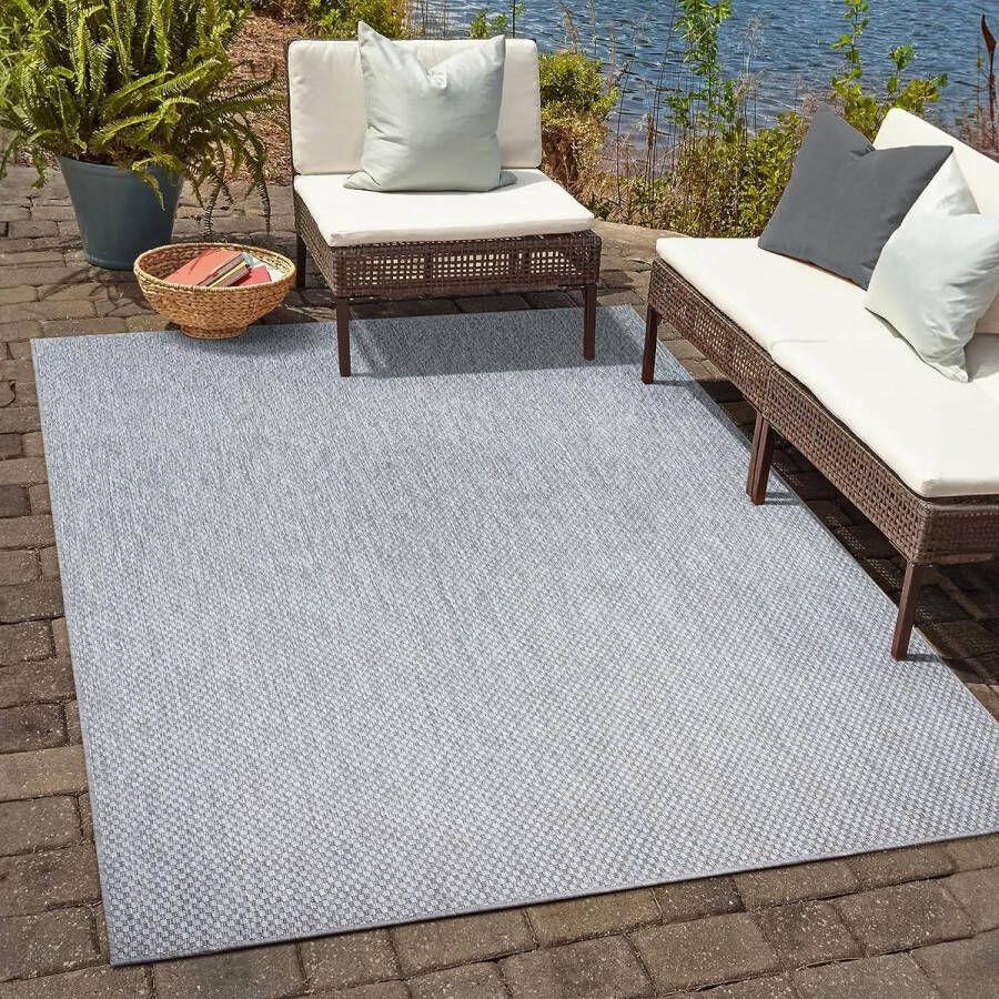 Outdoor tapijt weerbestendig balkontapijt waterafstotend tapijt voor binnen en buiten terras tuin woonkamer of keuken lichtgrijs 120 x 170 cm