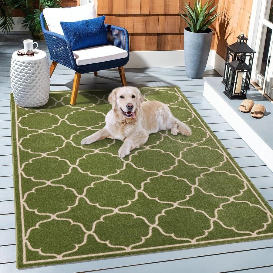 Outdoortapijt weerbestendig tapijt voor binnen en buiten balkontapijt waterafstotend voor terras tuin keuken badkamer of woonkamer groen 60 x 110 cm