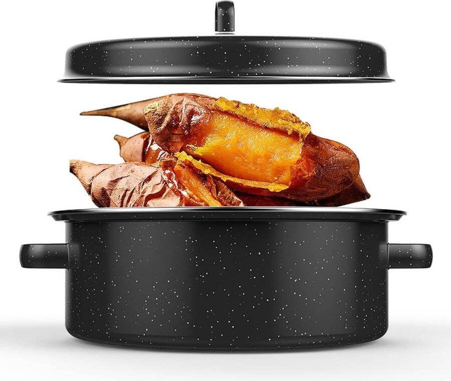 Ovale Braadpan Met Deksel Emaille Braadpan Met Braadrek 26CM