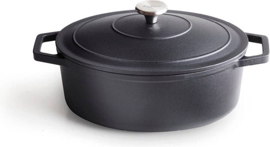 Ovale gietijzeren kookpot 30 cm Mat zwart