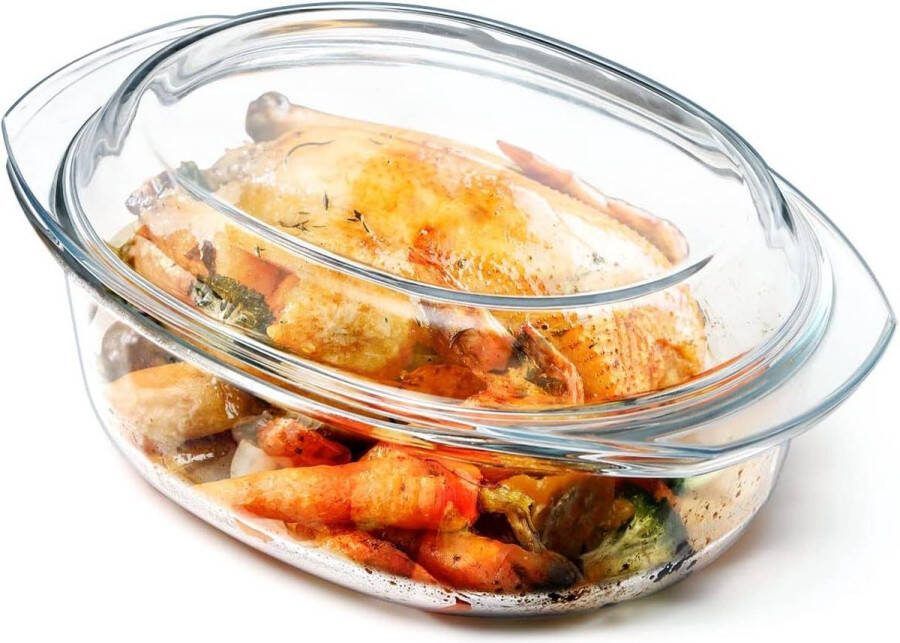 Ovale glazen braadpan met deksel ovenbestendig 35 l ovenschaal magnetron glazen schaal