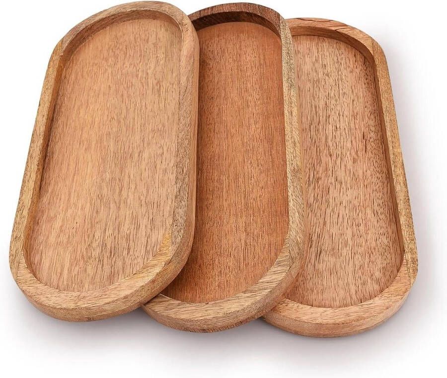 Ovale houten dienblad set van 3 voor voedselhouder-barbecue serveer kaas sushi vakantiesnacks 3048 cm x 127 cm x 190 cm