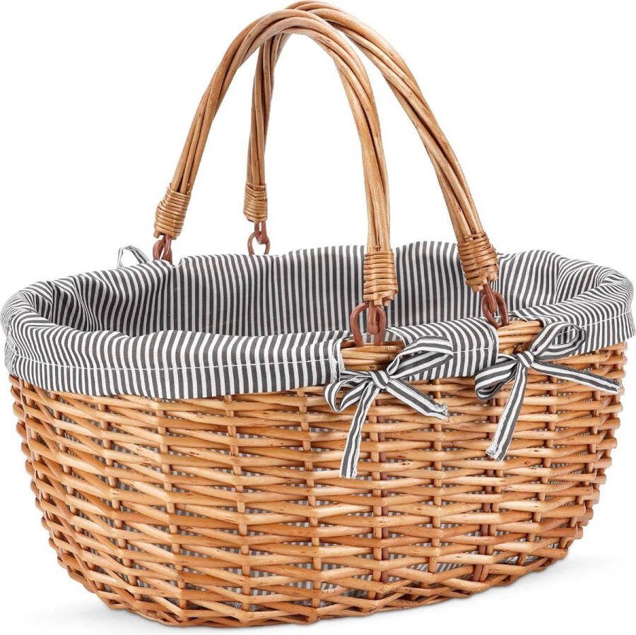 Ovale picknickmand met opvouwbare handgrepen handgeweven wilg winkelmand voor badspeelgoed kinderen speelgoed opslag geschenkverpakking rieten lege paaseieren en snoep kleine geschenkmand