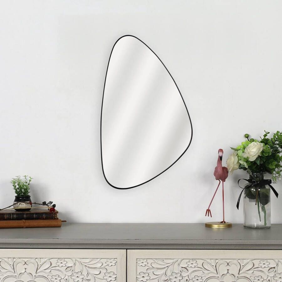 Ovale spiegel Adonis design wandspiegel hangende spiegel metaal zwart 50 x 30 cm