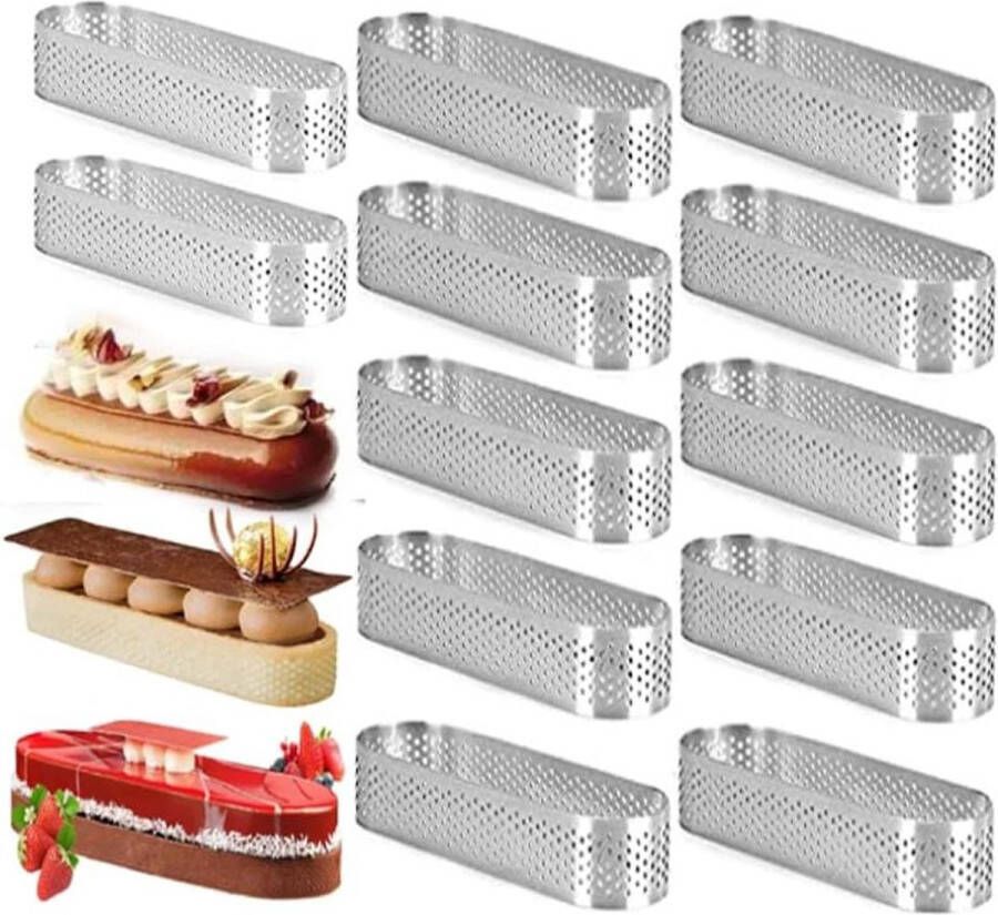 Ovale taartringen met gaten 12 stuks mousse ring cakevorm Franse bakring voor mousse fruitcake quiches 94 x tartelette vormen