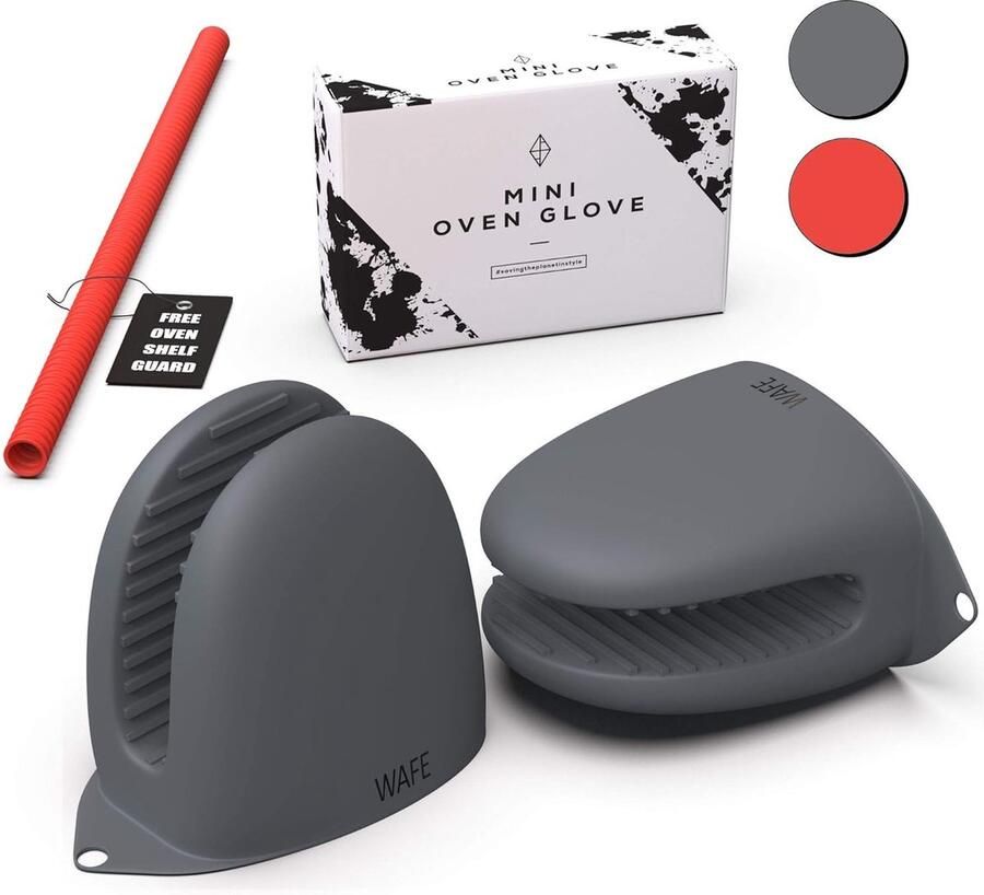 Ovenbeschermers Mini ovenhandschoenen voor heteluchtfriteuse 2 siliconen vingergrijpers keukenwanten hittebestendige knijphoezen voor koken BBQ grillen Eén maat past iedereen dubbele hand pannenhouder