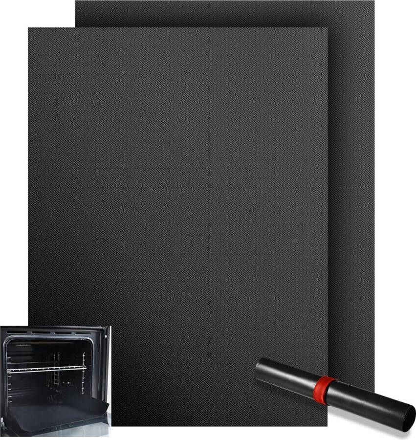 Ovenbeschermers Universele teflon ovenmat 32 x 50 cm anti-aanbaklaag oveninzetstukken voor de vloer van de oven woonaccessoires en keukenaccessoires geschikt voor de meeste ovens en fornuizen (zwart 2