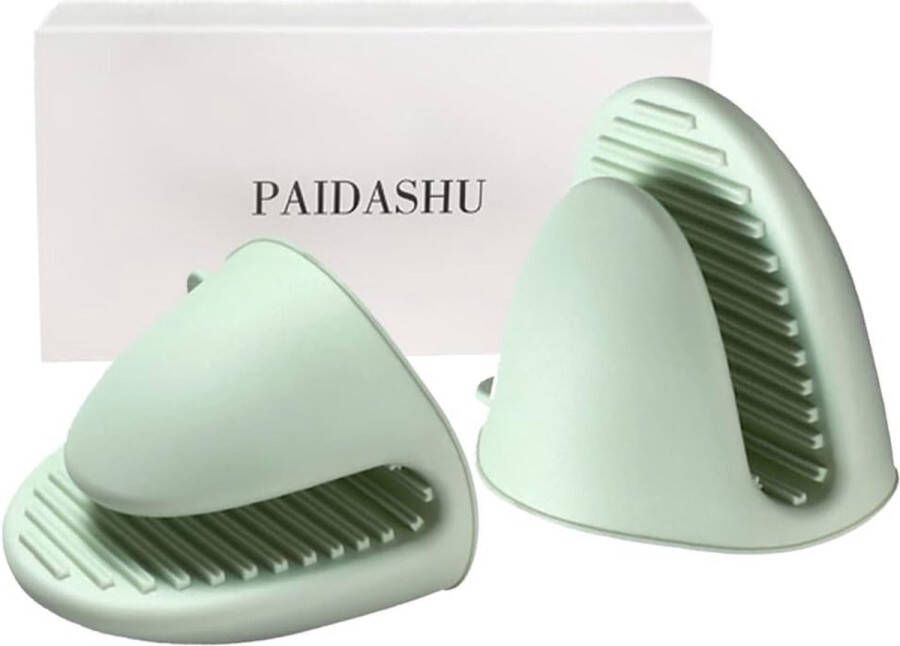 Ovenhandschoen dikker siliconen pannenhouder mini-ovenwant hittebestendige knijphoezen voor bakken koken bq grillen (groen)
