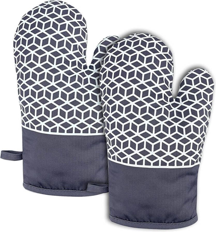 Ovenhandschoenen hittebestendig 300 °C ovenwanten siliconen antislip ovenhandschoenen kookhandschoenen met antislip siliconenpatroon voor koken bakken grillen