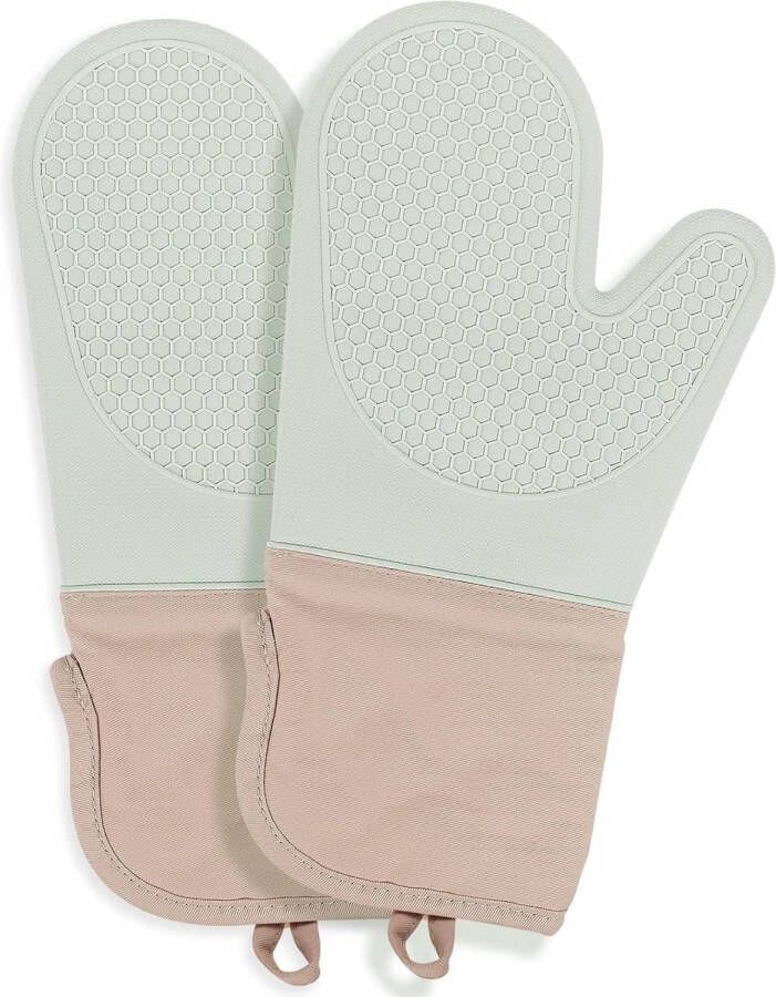 Ovenhandschoenen hittebestendig keukenhandschoenen siliconen ovenhandschoenen pannenlappen kookhandschoenen katoenen voering en ophanglus voor het koken