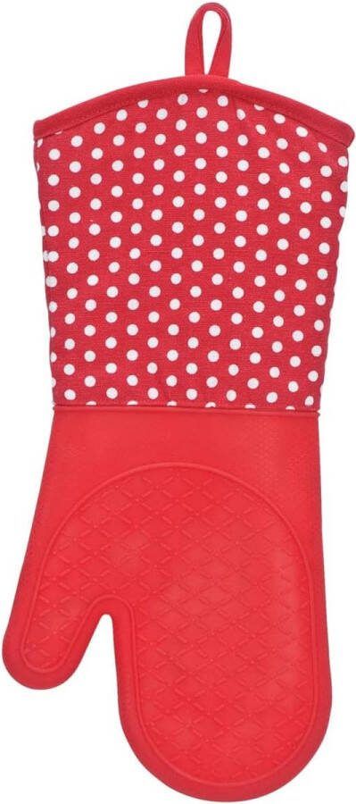Ovenhandschoenen met handpalmen van siliconen 1 paar praktische keukenhulp ook te gebruiken als grillhandschoen hittebestendig 18 5 x 37 5 cm rood