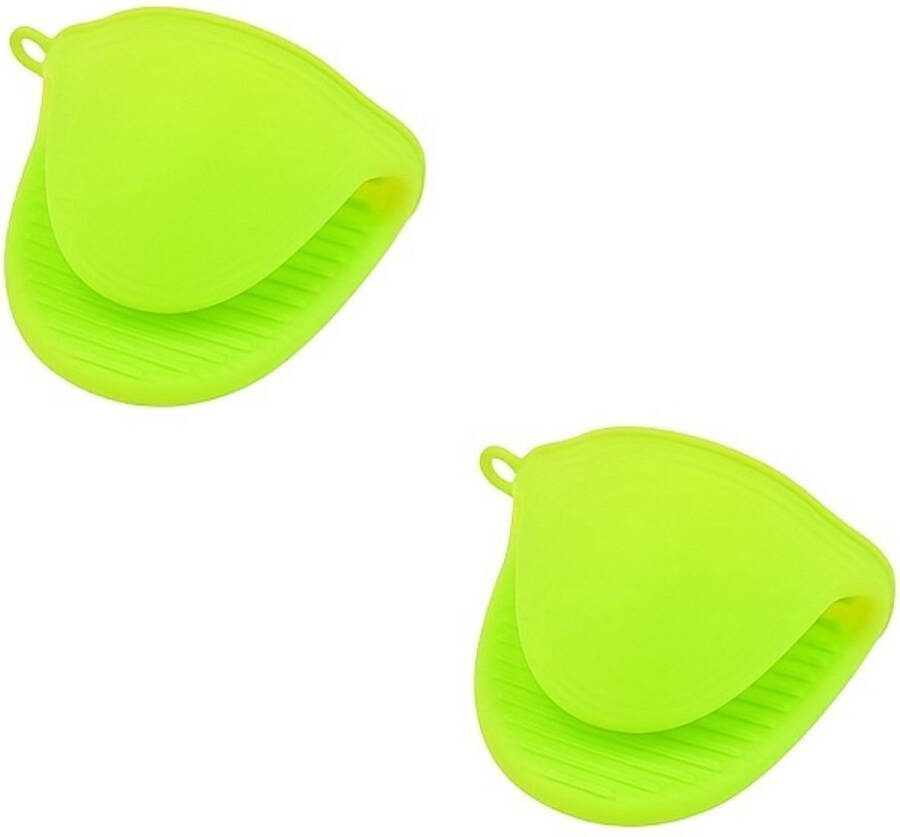 Ovenhandschoenen Siliconen Ovenwanten Hittebestendig BBQ Barbecue Handschoenen Groen 2 Stuks