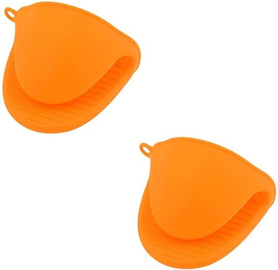 Ovenhandschoenen Siliconen Ovenwanten Hittebestendig BBQ Barbecue Handschoenen Oranje 2 Stuks