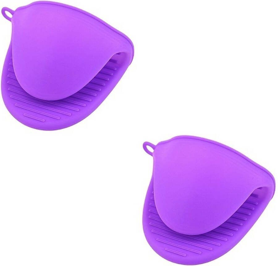 Ovenhandschoenen Siliconen Ovenwanten Hittebestendig BBQ Barbecue Handschoenen Paars 2 Stuks