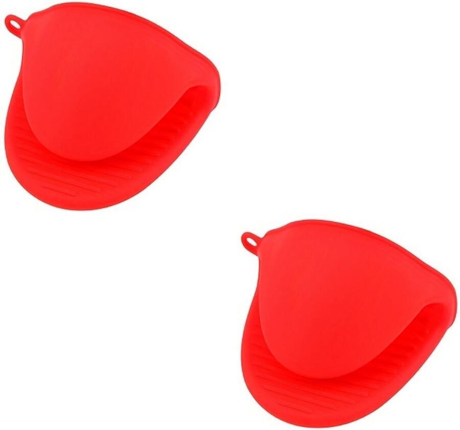 Ovenhandschoenen Siliconen Ovenwanten Hittebestendig BBQ Barbecue Handschoenen Rood 2 Stuks
