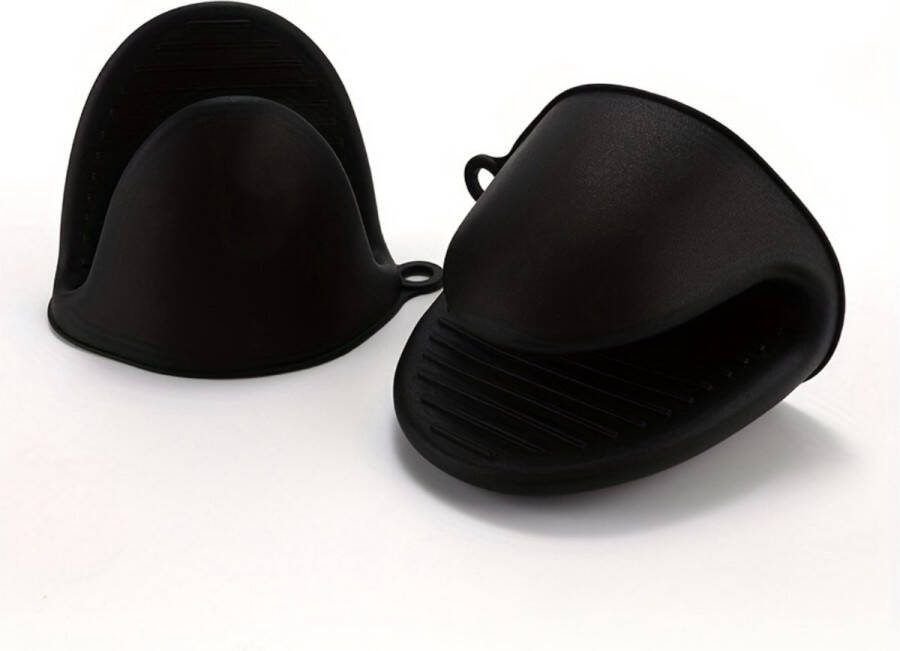 Ovenhandschoenen Siliconen Ovenwanten Hittebestendig BBQ Barbecue Handschoenen Zwart 2 Stuks