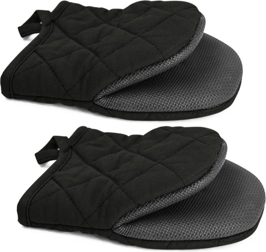 Ovenhandschoenen Topsky hittebestendig neopreen antislip oppervlak korte handschoenen (1 paar zwart)