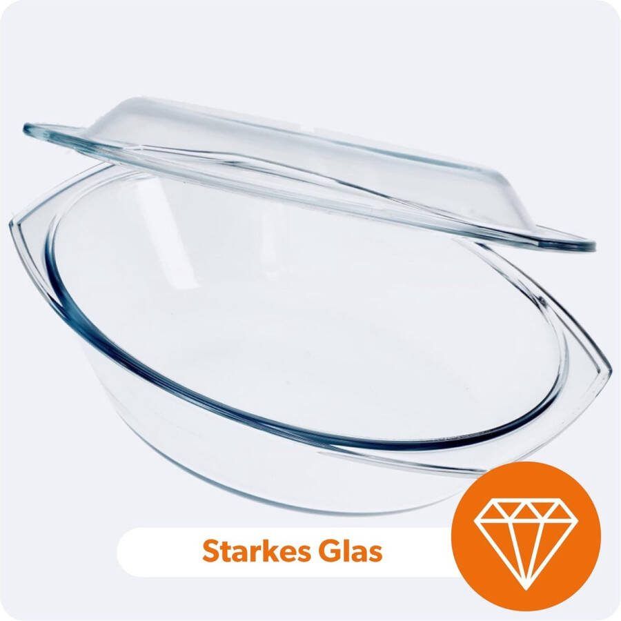 Ovenschaal van hittebestendig glas ovenschaal met deksel en handgrepen klassieke glazen vorm transparant lasagne schaal ovenschalen (ovaal 2 9 L)