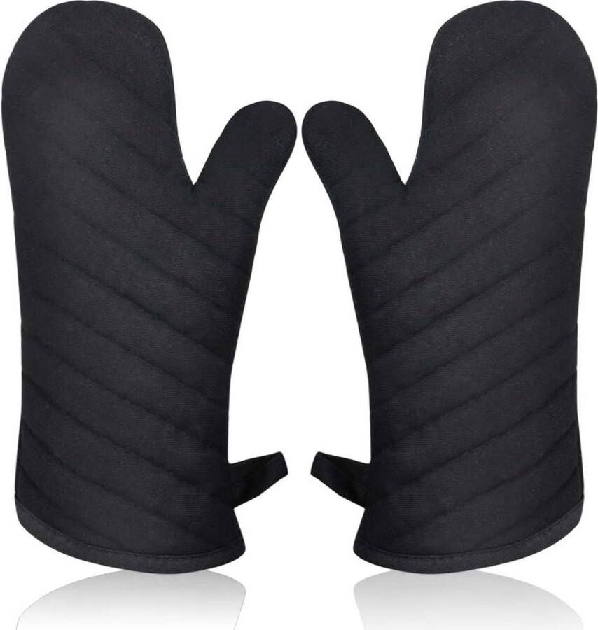 Ovenwant hittebestendige ovenwant pannenlap isolerend dik lange handschoen voor barbecue koken keuken zwart 1 paar