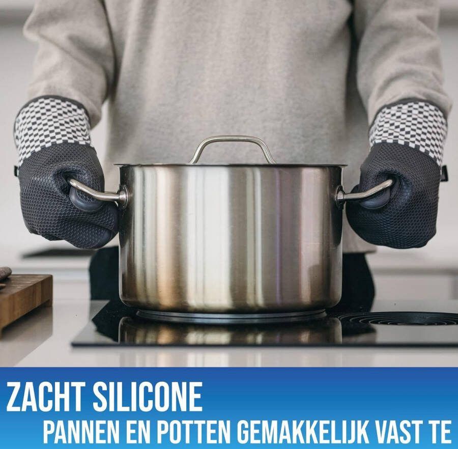 Ovenwanten per paar met volledige siliconencoating voor de beste grip en hittebestendigheid (contactwarmte: 250°C) in verschillende kleuren (Grijs Massief silicone)