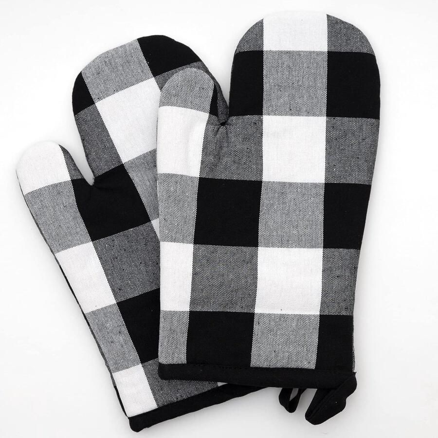 Ovenwanten Set 2 x ovenhandschoenen van 100% katoen Praktische ovenwanten set ovenhandschoenen kookhandschoenen hittebestendig