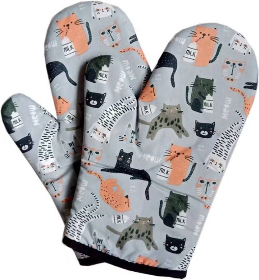 Ovenwanten ovenhandschoenen keukentextiel Keukenhandschoenen kat patroon warmte-isolatie gezond