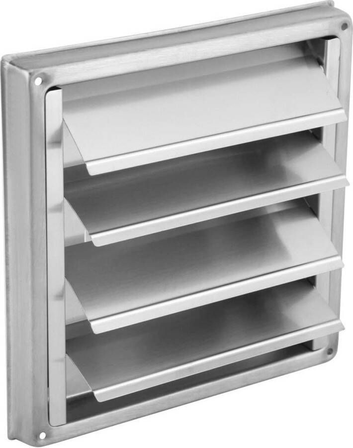 Overdrukrooster met lamellen Ø150mm RVS lamellenrooster ventilatierooster aansluitflens afzuigkap buitenwandrooster weerbestendig rooster