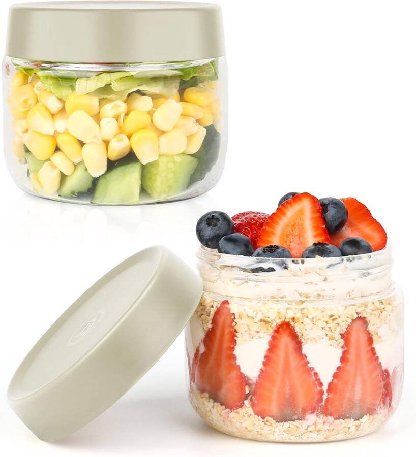 Overnight oats potjes Muesli beker Mason jar Overnight oats Havermout 2 stuks Must have voor jouw ontbijt!