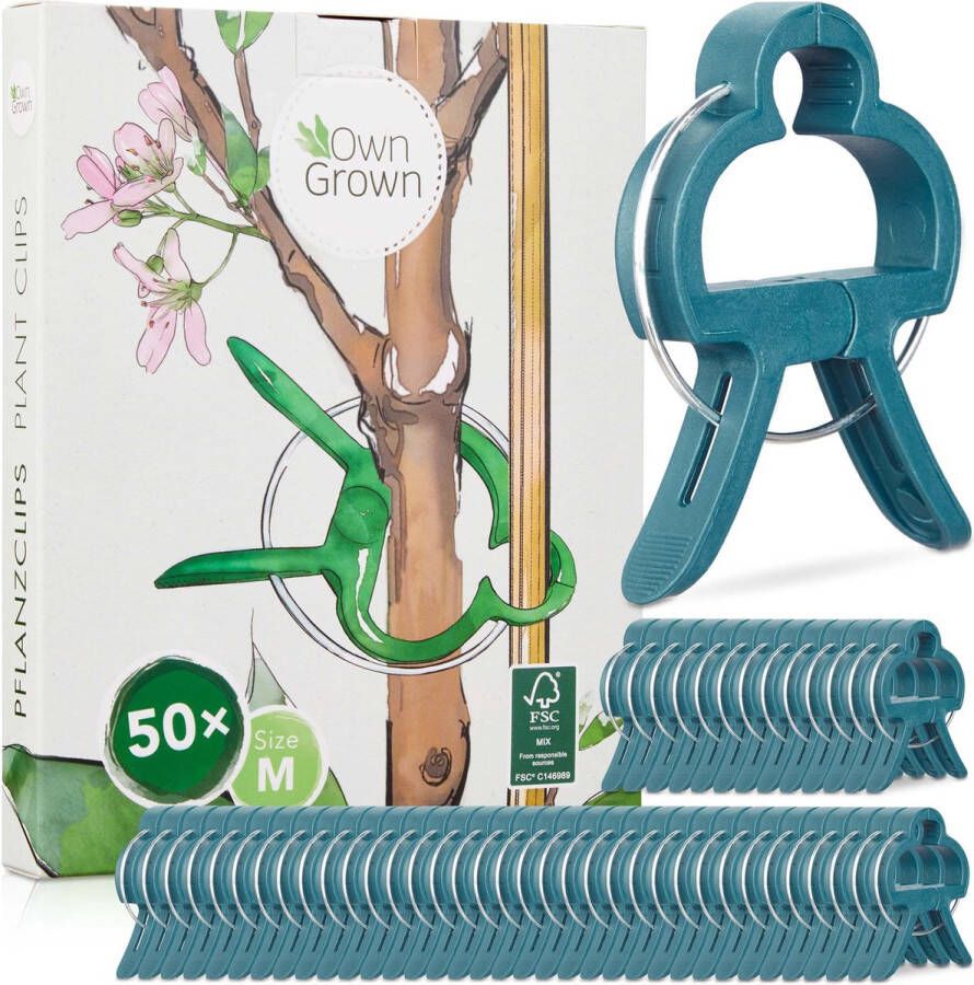 OwnGrown Plantenclips voor het binden van planten: 50 Clips voor Planten Maat M als Klimhulp voor Planten Klimhulp voor Klimplanten Klimhulp Kamerplanten Groen Plantenclips Bloemen