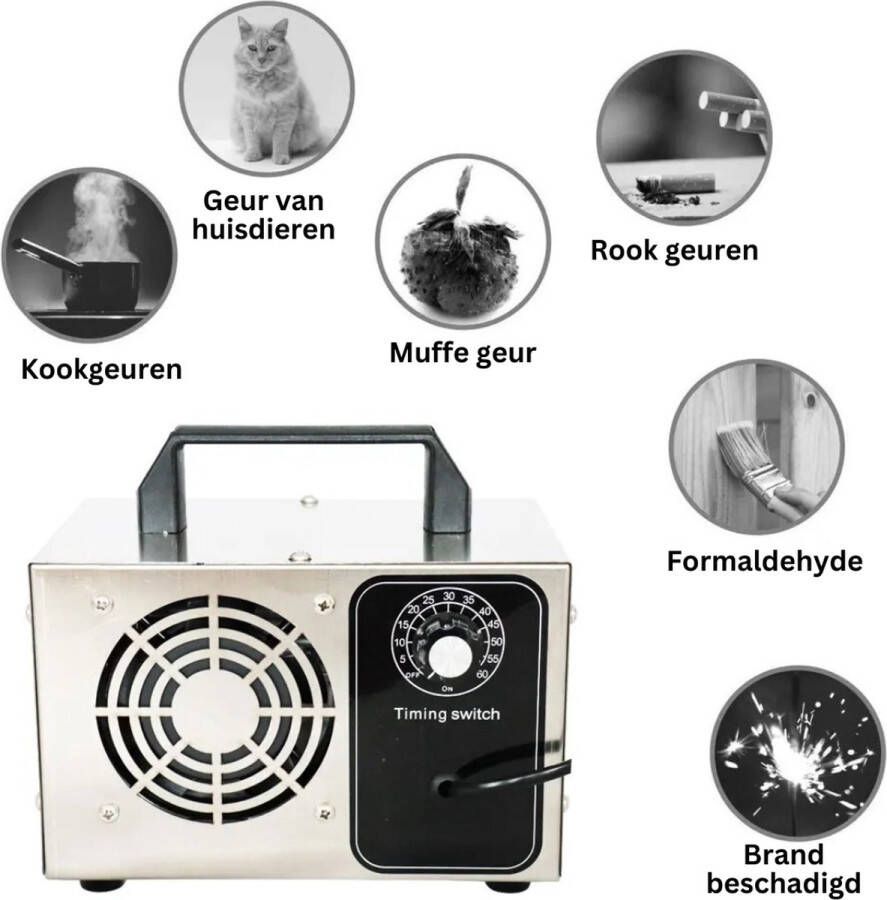 Ozon Generator – Ozongenerator Met Timer – Luchtreiniger Tegen Slechte Geuren Bacteriën Geuren van Huisdieren etc. Sterilisator – Luchtzuiveraar