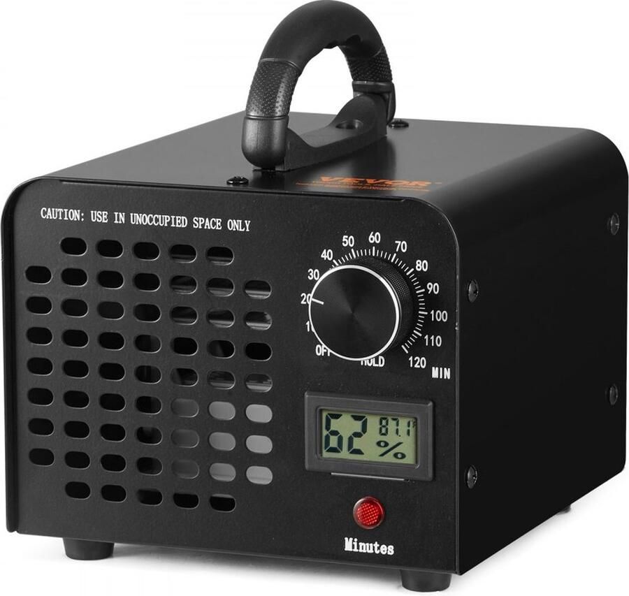 Ozongenerator 24000 mg u Ozonisator 100W Luchtreiniger 300㎡ Ozonapparaat Gebouwrenovatie 0-120 minuten Timer Deodorant Ozongenerator Vochtigheidsweergave Intelligente bewaking van het binnenklimaat