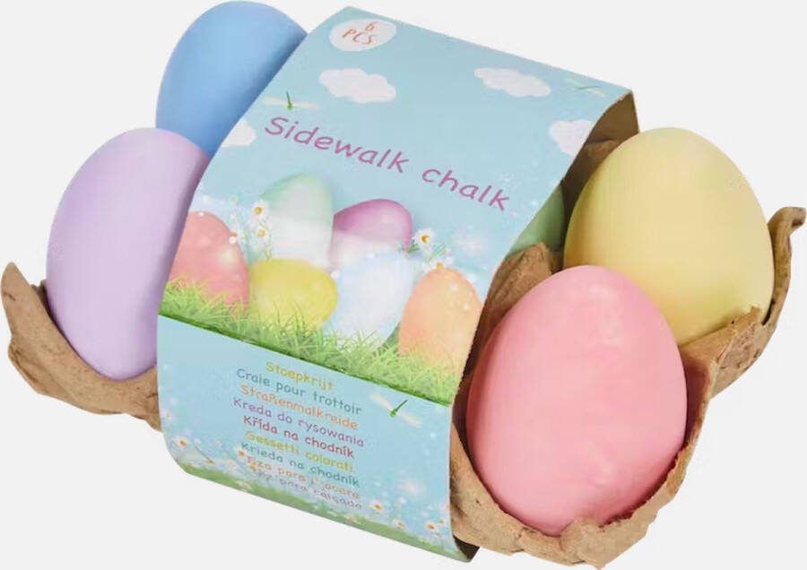 Paasei stoepkrijt Pasen 6 kleuren