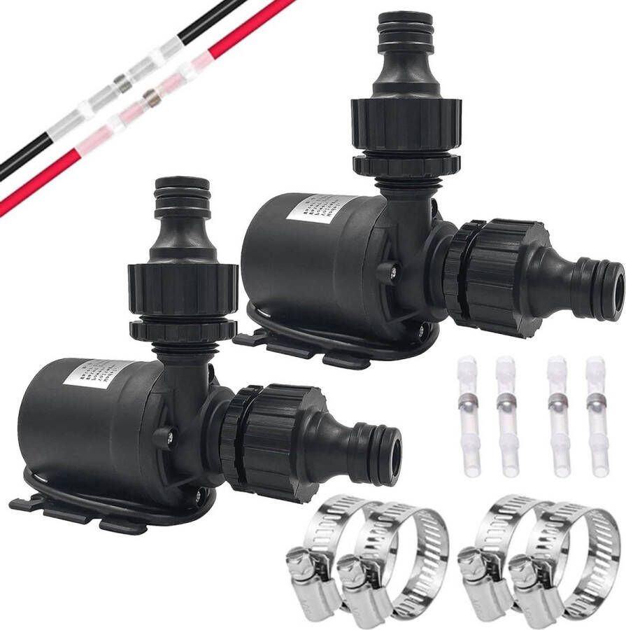 Pack of 2 Brushless Submersible Water Pump 12 V 800 L H 5m Fountain Water Circuit Aquariums
