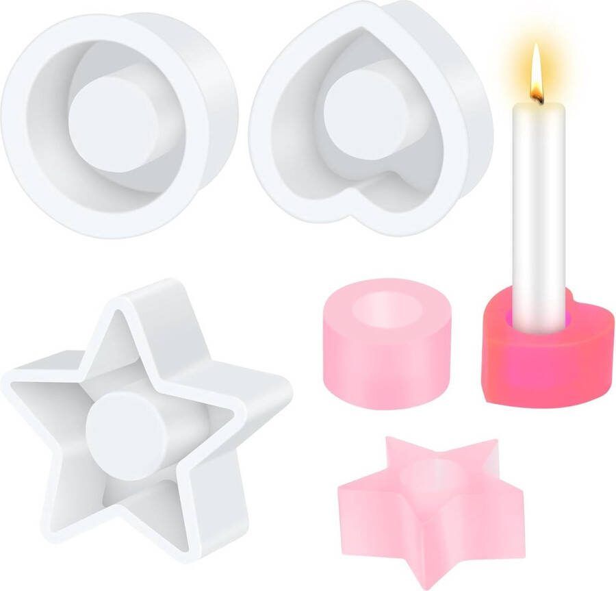 Pack of 3 Silicone Moulds Casting Moulds Silicone Mould Candle Holder Candles 3D Candle Holder Silicone Moulds Epoxy Resin for Candle Holder Tray for Ambience Furniture Decoration DIY Gifts