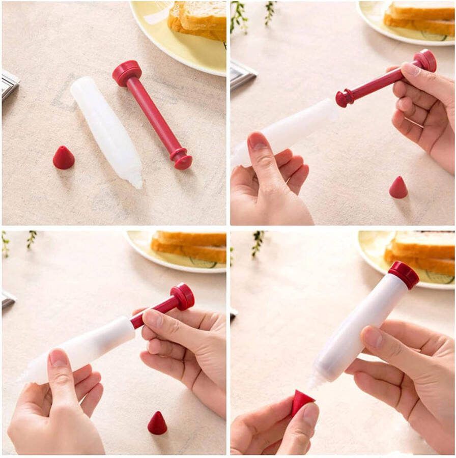 Pack of 4 Pastry Syringes Cake Syringe Decorating Syringe Silicone Fondant Cake Pen Cake Decoration Pen 4 Pastry Syringes Suitable for Cakes Pastries and Dessert Decoration
