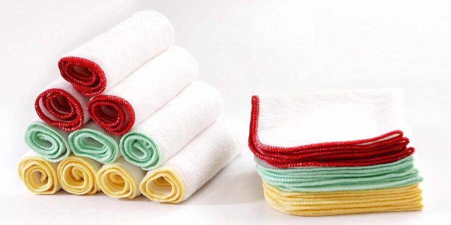 Pack van 10 Bamboe Herbruikbare Wasdoek & Babydoekjes 25 cm x 25 cm Zachte Flanel Gezichtsdoek Pasgeboren Essentials|Make-up Remover Doek