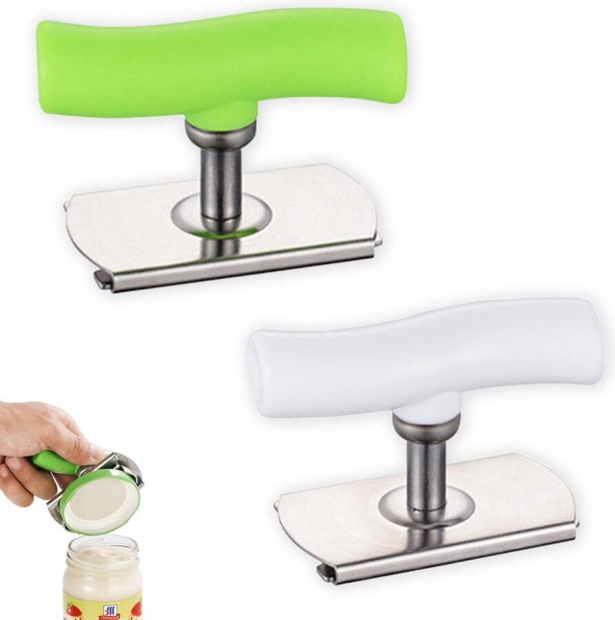 Pack van 2 potopener schroefdekselopener multi-opener dekselopener verstelbare roestvrijstalen blikopener moeiteloze artritis potopener voor familie picknick bedrijf