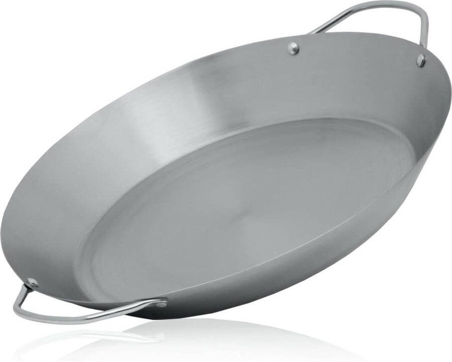 Paella pan voor 6 personen diameter 35 cm roestvrijstalen pan met handgrepen geschikt voor gasfornuis elektrisch fornuis grill en inductie rijstpan