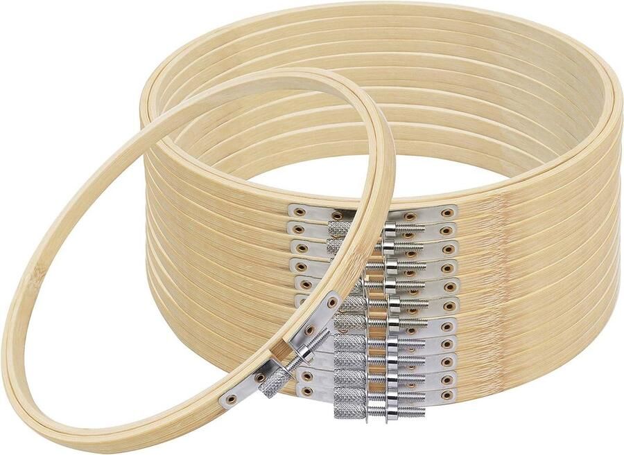 Pak van 12 Bamboe Houten Borduur Hoepels 15cm Ronde Cirkel Hoepel Ringen voor Kruissteek DIY Kunst en Hobby Handnaaien