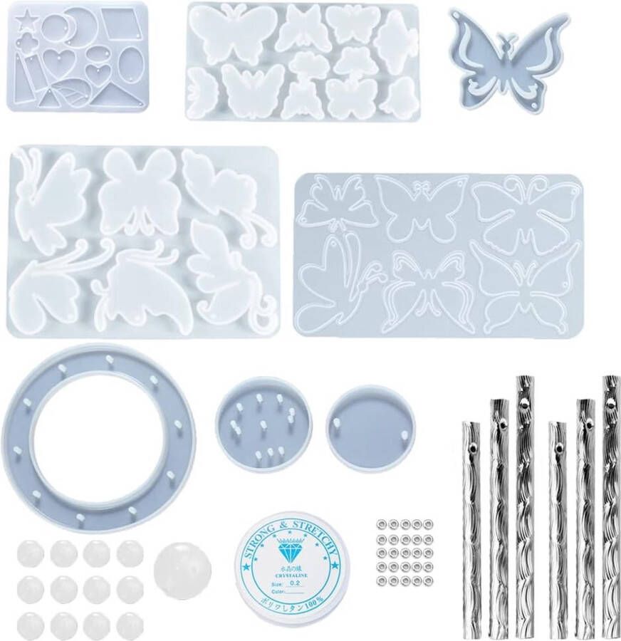 Pak van 28 Windgong Hars Mallen BOSOIRSOU Vlinder Epoxyhars Mallen met knutselaccessoires Windgong Mallen Huis Tuin Patio Buitendecoratie